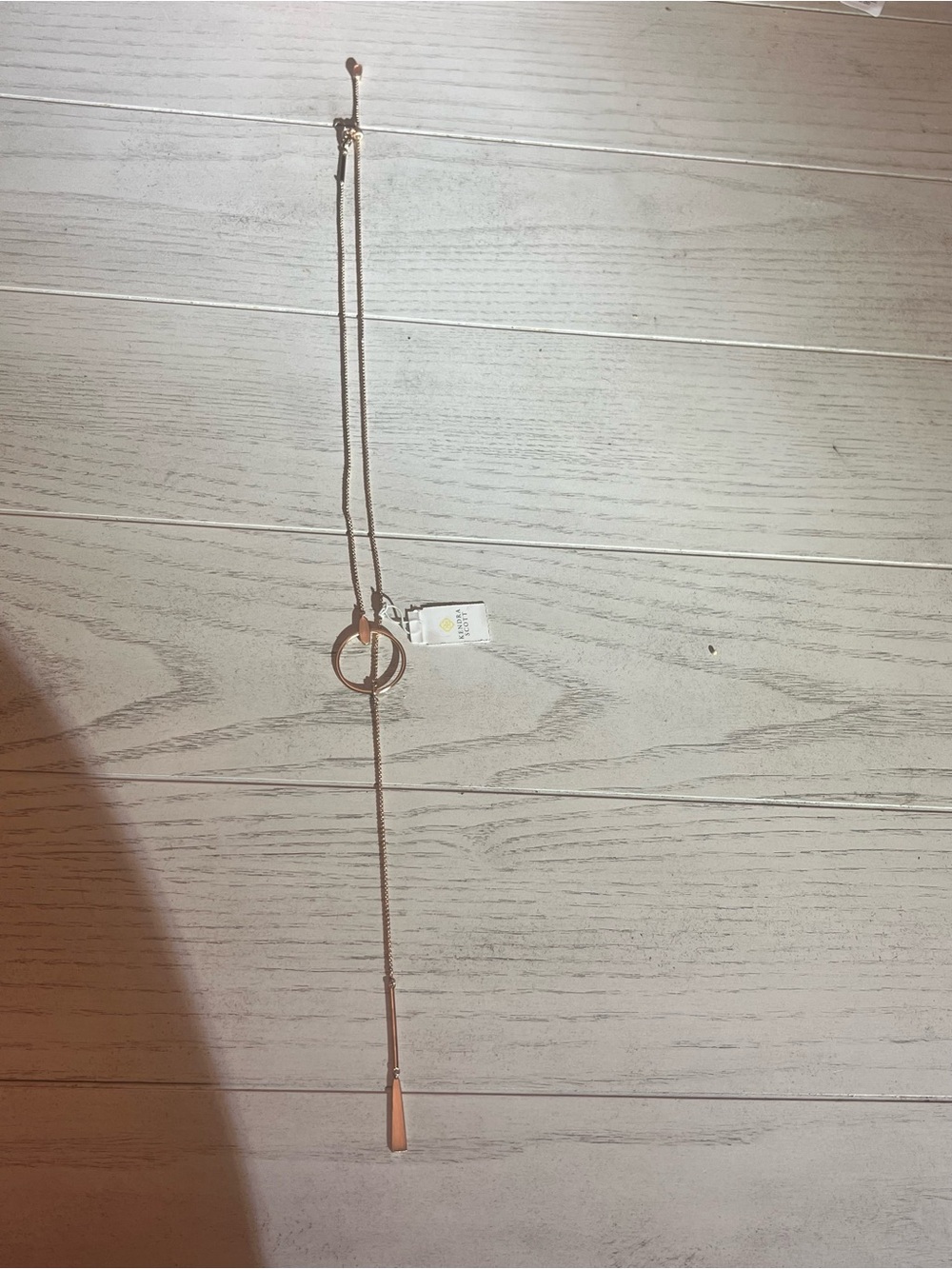 Kendra Scott Rose Gold Double Ring Lariat Necklace
